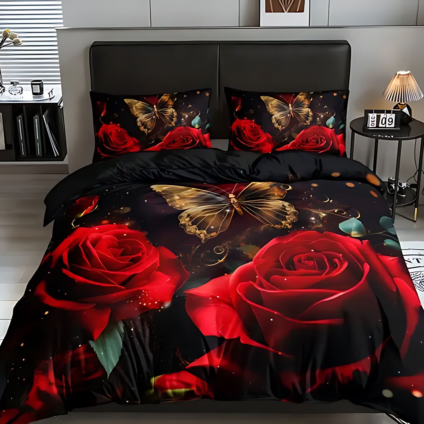 TEMU / JIT transfronterizo nuevo producto ligero de lujo suave y cómodo rosa roja impresión digital set fuente fabricante