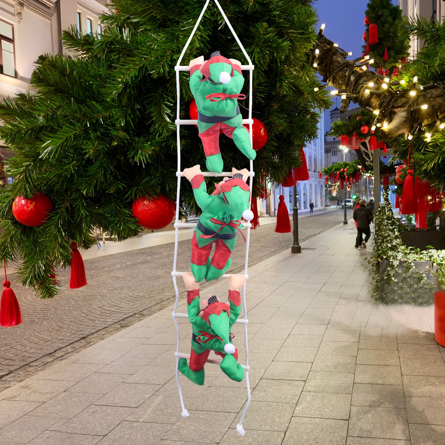 Lindo colgante de escalera de elfo de Navidad colgante de decoración de árbol de Navidad escalera de elfo regalo de Navidad