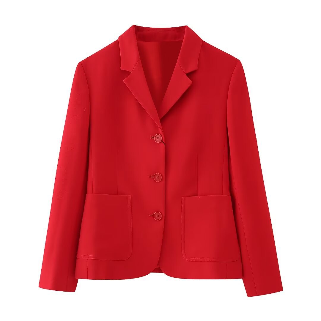 Naiste 2024. aasta kevadine uus töökoha stiilis ühevärviline minimalistlik ülikonnapintsak_voghion.com