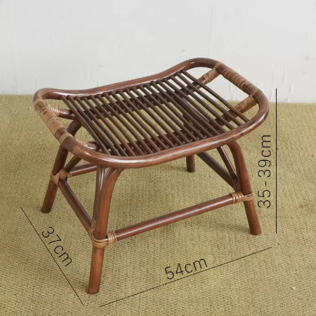 Tejido natural de Ratán para poner taburetes de pies, taburetes de cambio de zapatos para el hogar, sillas de Ratán sin respaldo y sin reposabrazos en taburetes bajos en el sofá en la puerta de la casa image 7