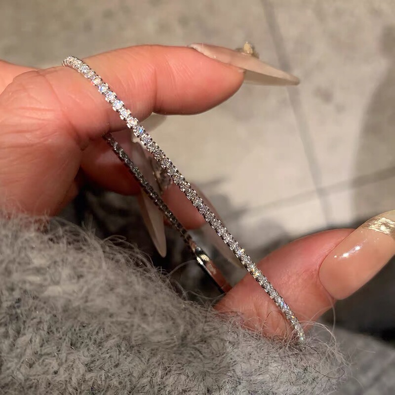 It's a Hit! Ultra-Thin Tennis Bracelet Full of Diamonds, Light Luxury, Niche, High-End, Minimalist Style, No Need to Remove It When Washing Hands