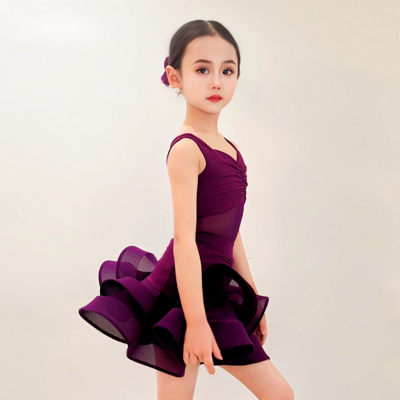 儿童拉丁舞练习服2025新款拉丁舞服女童高端练功服少儿拉丁舞蹈服|undefined