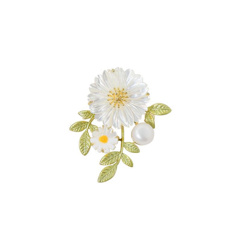 Nuevo broche de perlas de margarita de fragancia de alto nivel, nicho ligero y lujoso, accesorios de broche de traje de alta calidad. image 5