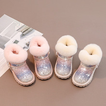 女童亮片雪地靴2025冬季新款儿童棉鞋宝宝加绒加厚靴子中大童短靴