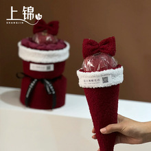 圣诞苹果花束包装材料羊羔毛包花布花艺DIY圣诞节平安果礼物包装