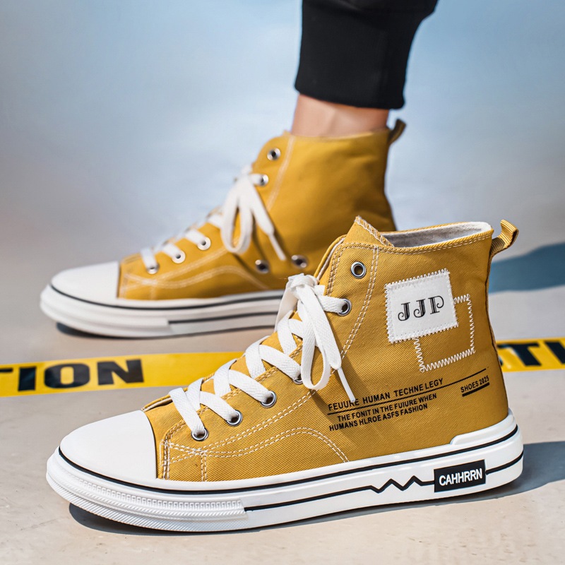 帆布鞋学生青少年时尚潮流板鞋男款秋季高帮男鞋休闲潮鞋2025新款