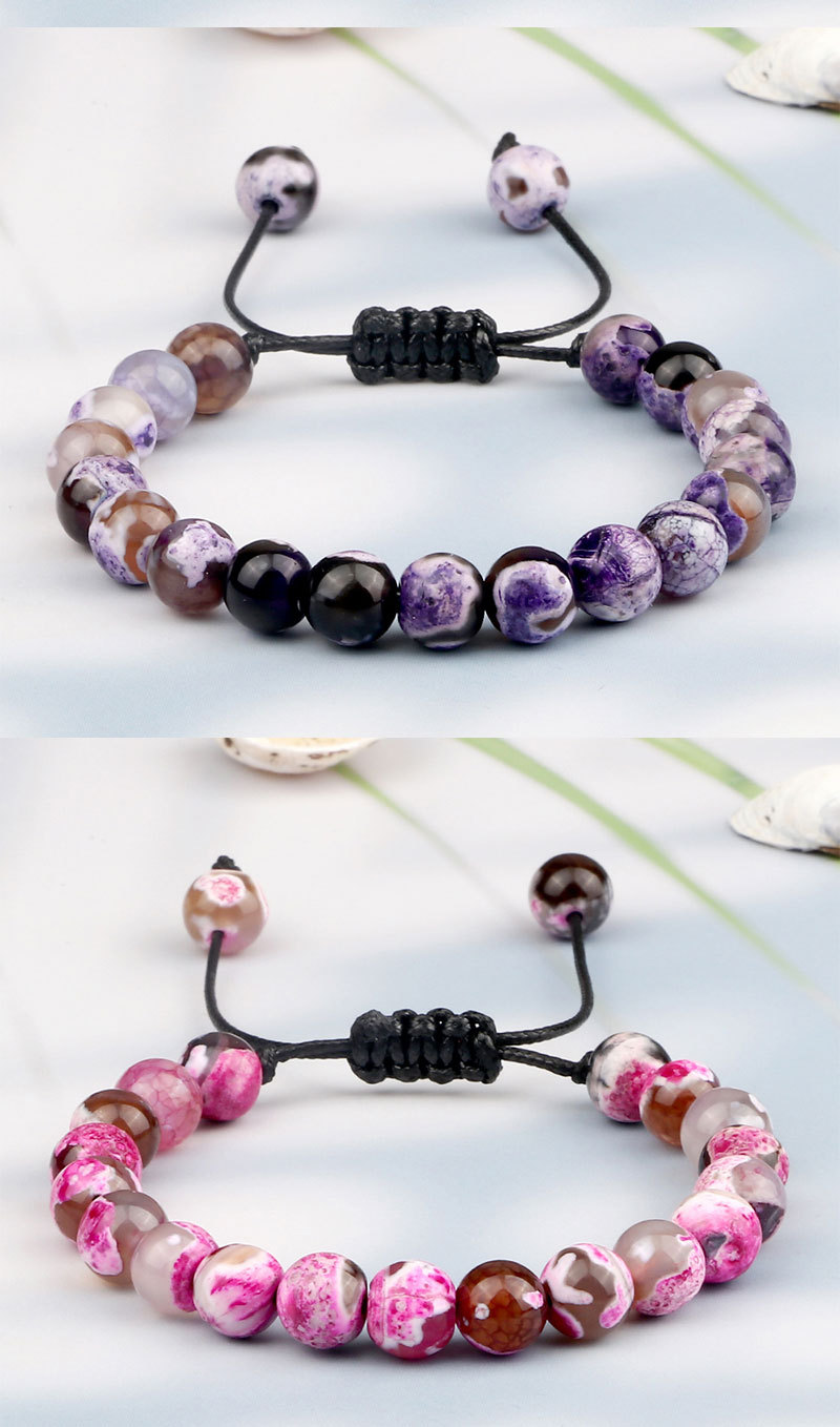 Set di bracciali di perline in agata di fuoco intrecciate a mano_voghion.com