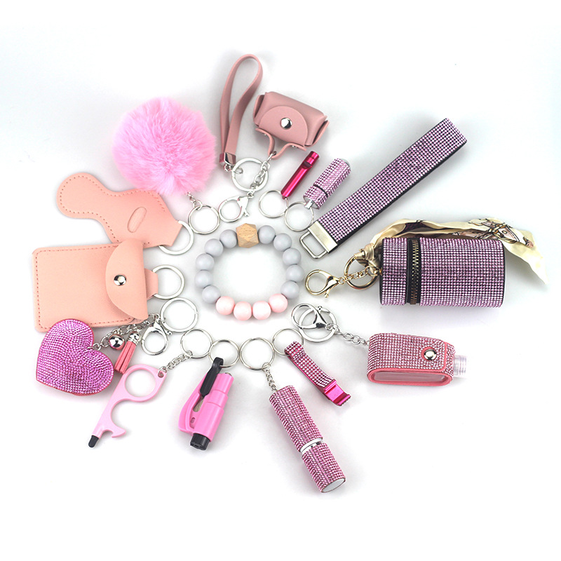 Daily, Self-defense Occasion 1 Set Self-defense Original Design Self-defense Solid Color Self-defense Pu Leather Self-defense Bag Pendant Self-defense Keychain