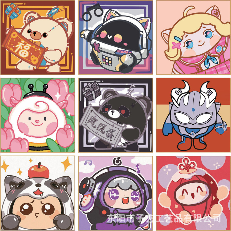 Factory Direct supply [Ziyi] diy digital oil painting egg doll Party cartoon handmade filling decorative oil painting