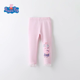 小猪佩奇女童长裤秋季儿童宝宝裤子粉红网纱边休闲裤【限价45元】