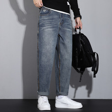 2025秋冬季男士水洗复古怀旧牛仔裤美式潮流百搭直筒宽松锥型垮裤