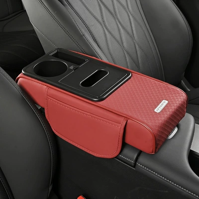 Armrest box pad: Armrest Box Heightening Pad Protective - small-red