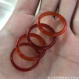 天然红玛瑙指环细条跑环戒指环天然色彩清晰做工精细手饰文玩配饰