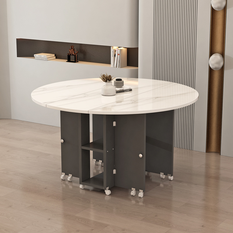 업그레이드된 120*120 모조 설산 흰색 + 회색 원형 싱글 테이블(스툴 제외)