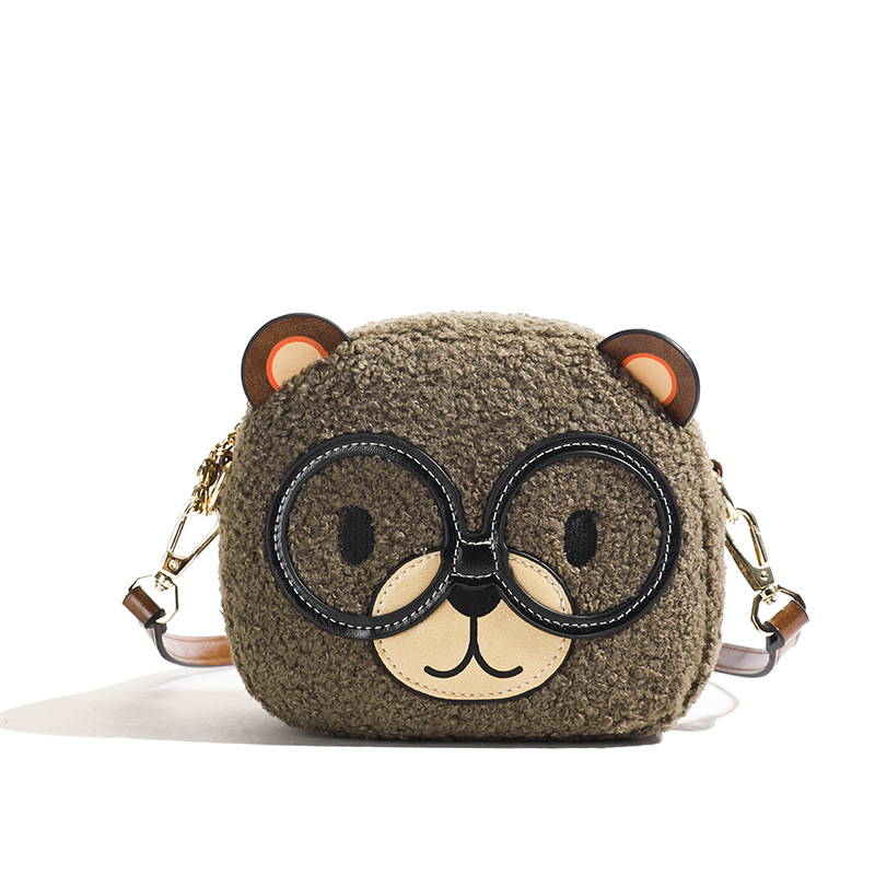 2024 새로운 귀여운 선글라스 봉제 곰 패션 트렌드 올 매치 어깨 크로스 바디 백