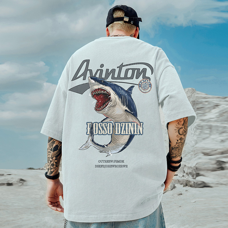 Plus size short sleeve men's cartoon loose fat plus size American fashion hip hop high street 2023 half sleeve T-shirt summer