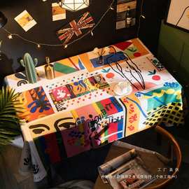 美式桌布马蒂斯名画油画艺术画室美术教室桌垫布艺ins盖布防尘布