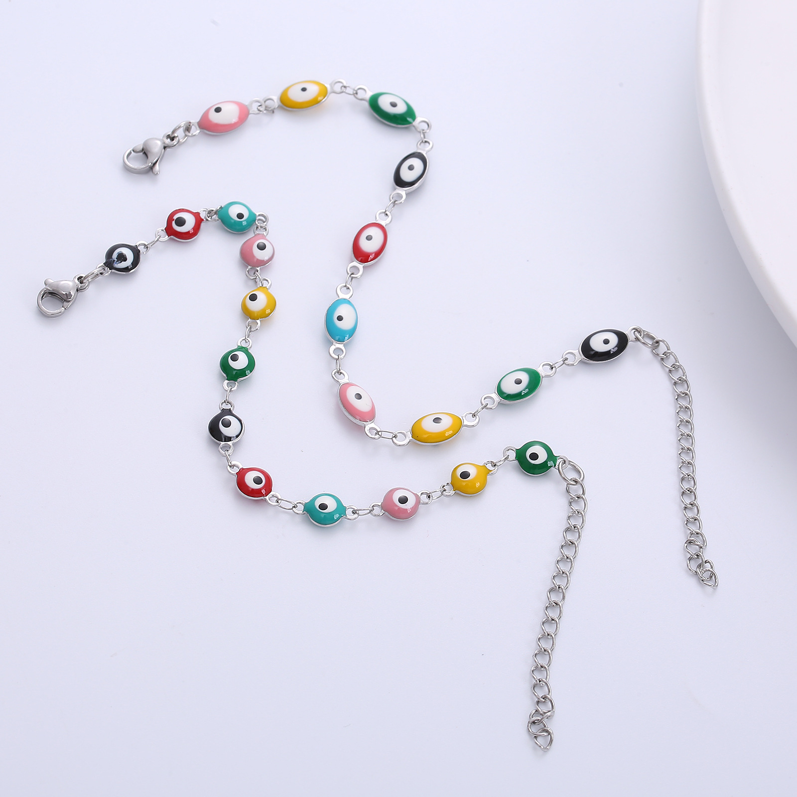 304 Stainless Steel Material Eye Pattern Women'S Gender Fashion Eye 304 Stainless Steel Epoxy Bracelets In Bulk