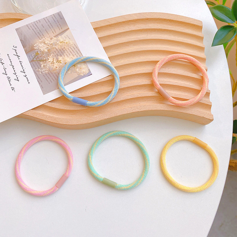 Minimalist Versatile Basic Elastic Hair Tie Double Color Spiral Hair Ring Korean Style Ins Wind Rubber Band Forest Style Hair Accessory