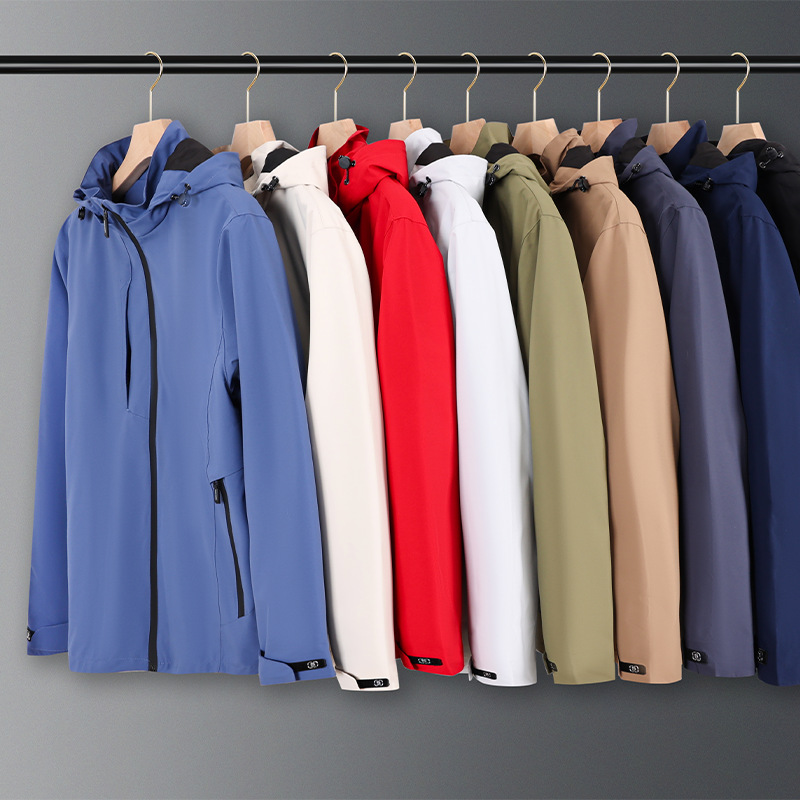 Primavera y otoño nuevo estilo al aire libre camping encapuchado vestir de asalto logotipo impermeable caminata ropa de montaña abrigo delgado