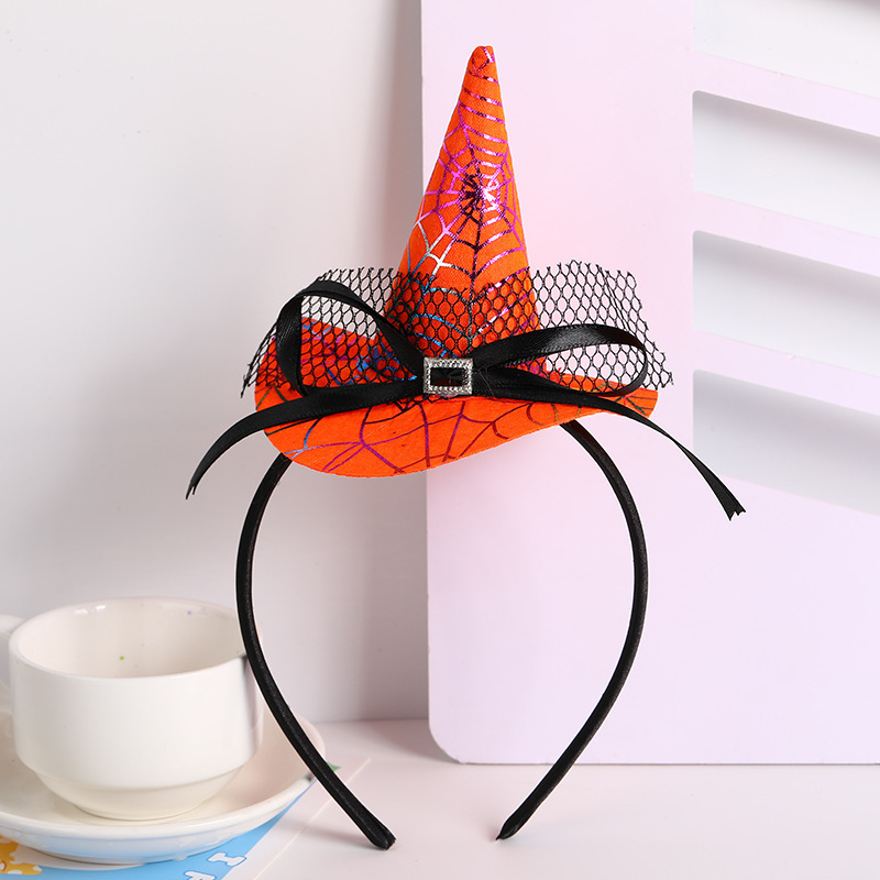 爆発的なハロウィーンの頭のカチューシャのカボチャのパーティーの魔女の帽子の装飾用品の経典の蜘蛛のネットの魔女の帽子のカチューシャの髪飾り|undefined