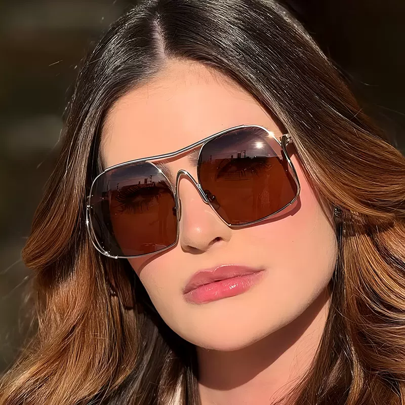 新款时尚大框男女防晒太阳镜 跨境欧美金属高级感墨镜ins太阳眼镜