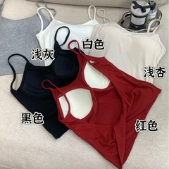 New threaded cotton suspender with chest pad for women's inner wear backless suspender vest outside with chest pad for women's inner wear