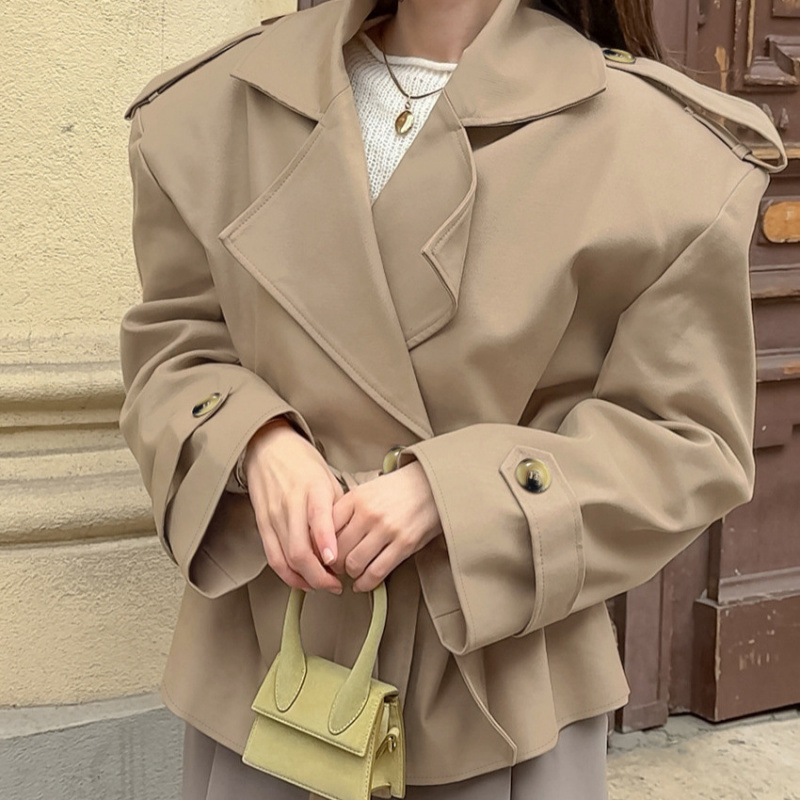 Loose Lace-Up Long-Sleeved Coat Coat Women's Design Sense Elegant Fashion Casual Commuter Top_ecoleips.com