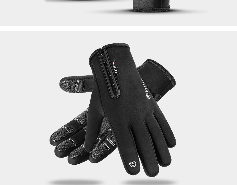 Outdoor-Sport, Herbst und Winter, Herren Radfahren, warme Skifahren, PU-Lederhandschuhe, Fleece, Touchscreen, wasserabweisend,_voghion.com