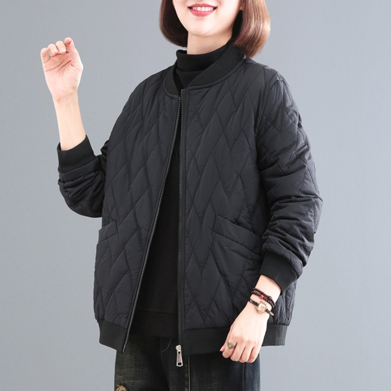 Cotton coats and cotton clothes for women in autumn and winter diamond lattice cotton light cotton jacket 2025 new mother suit short women's jacket