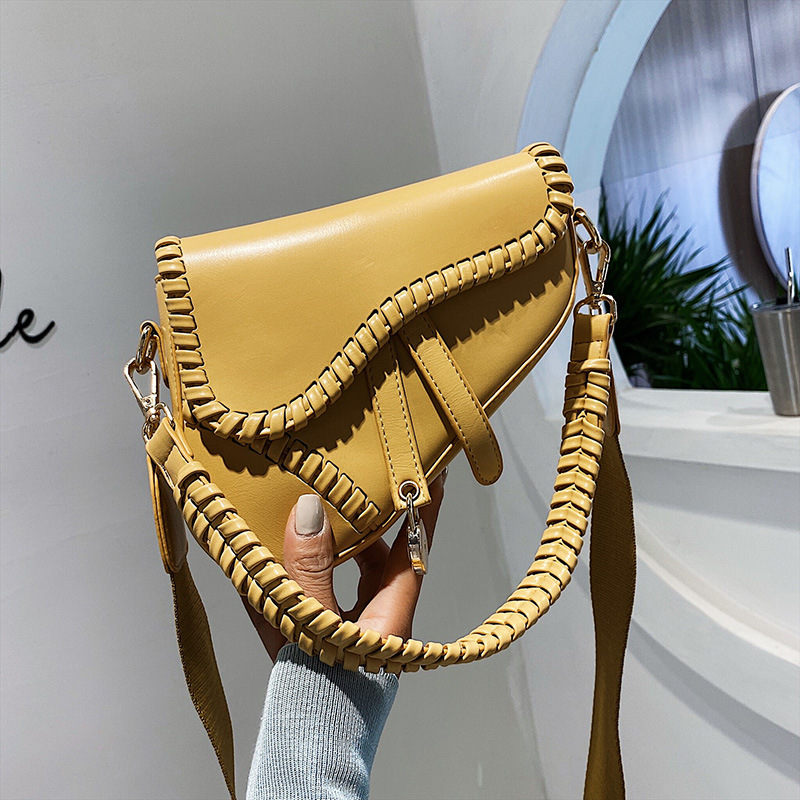 2021 Bags Women's Bags Autum New Fashion One-Shoulder Cross-Body Personalized Saddle Bag Korean Style Pure Color Literary Trendy Bag for Women