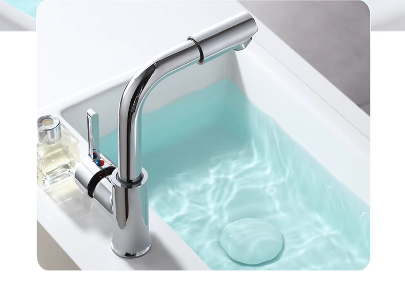 Washbasin, hot and cold water faucet, bathroom, stainless steel countertop basin, washbasin, household rotating single-hole faucet Specification drawing