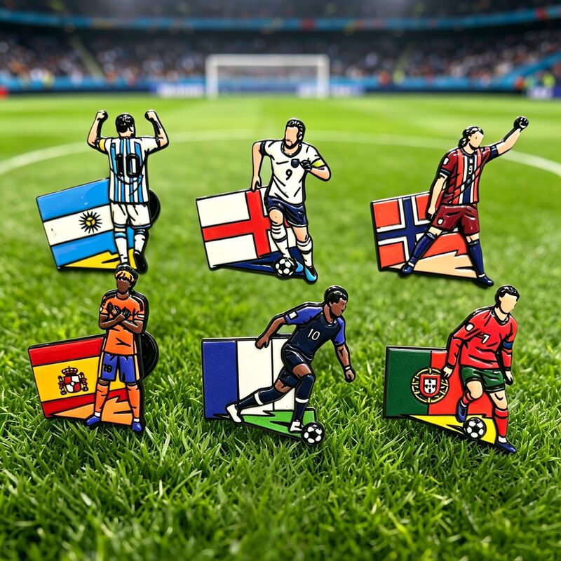 Football player badges Messi, C. Ronaldo, Mbappé, Haaland, Kane fan collection commemorative metal brooch Football player badges Messi, C. Ronaldo, Mbappé, Haaland, Kane fan collection commemorative metal brooch