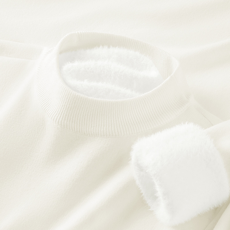 モーダルウール秋冬半高襟セーター男性ニット長袖韓国版ベルベット厚手シャツ上着