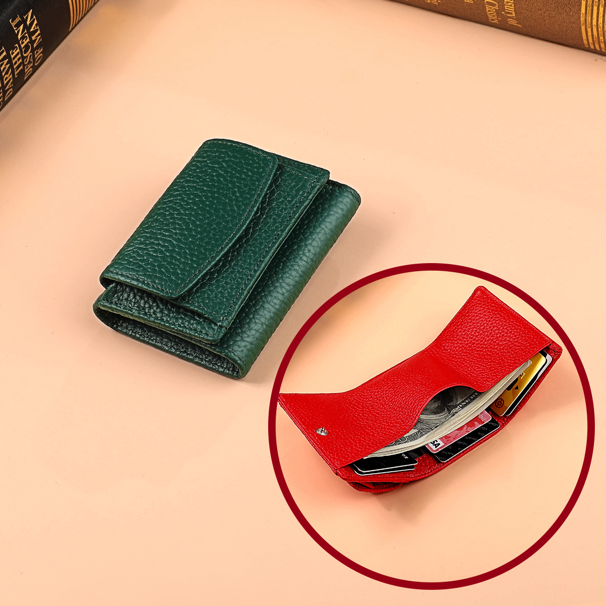 Minimalistische dames portemonnee van leer met kaarthouder_voghion.com