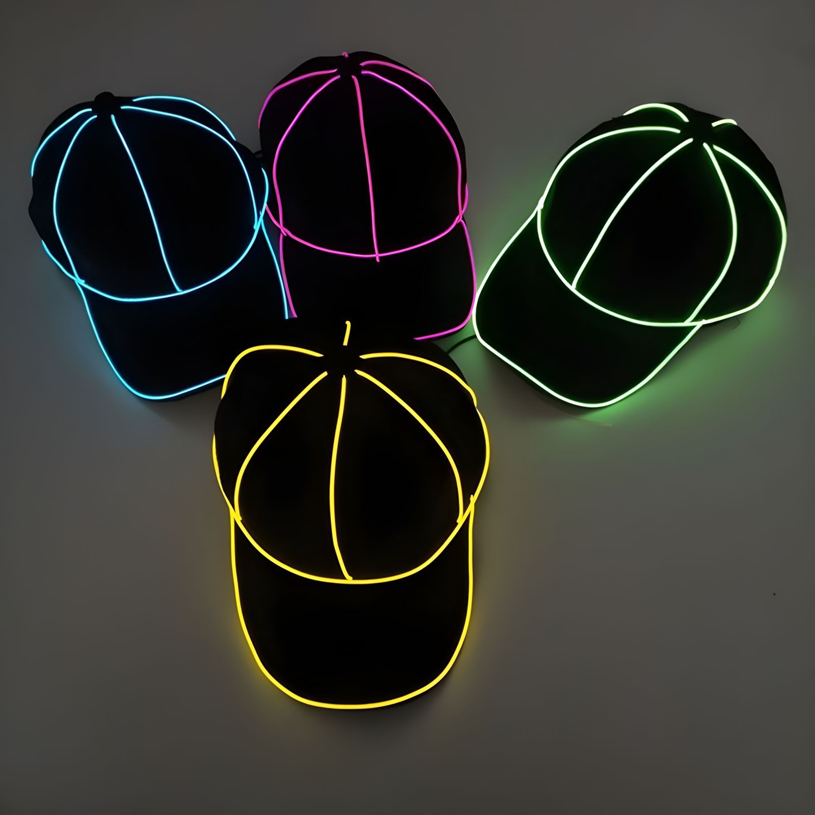 Party EL sombrero de hip-hop luminoso de luz fría bar baile sombrero de béisbol LED luminoso Bungee sombrero de boca de pato