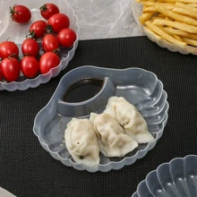 Shell Dumpling Plate — All-in-One Dipping Saucer, Transparent, 1- or 3-Compartment Options
