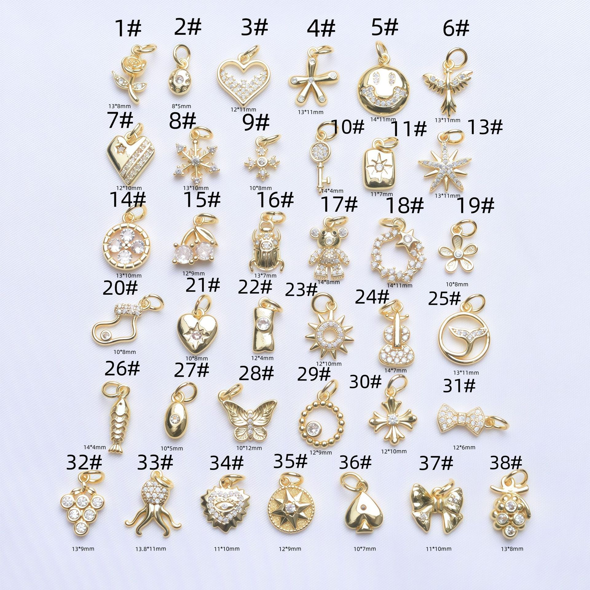 保色18k包金手串吊坠镶锆石配件星星爱心蝴蝶挂坠diy手工串珠配饰