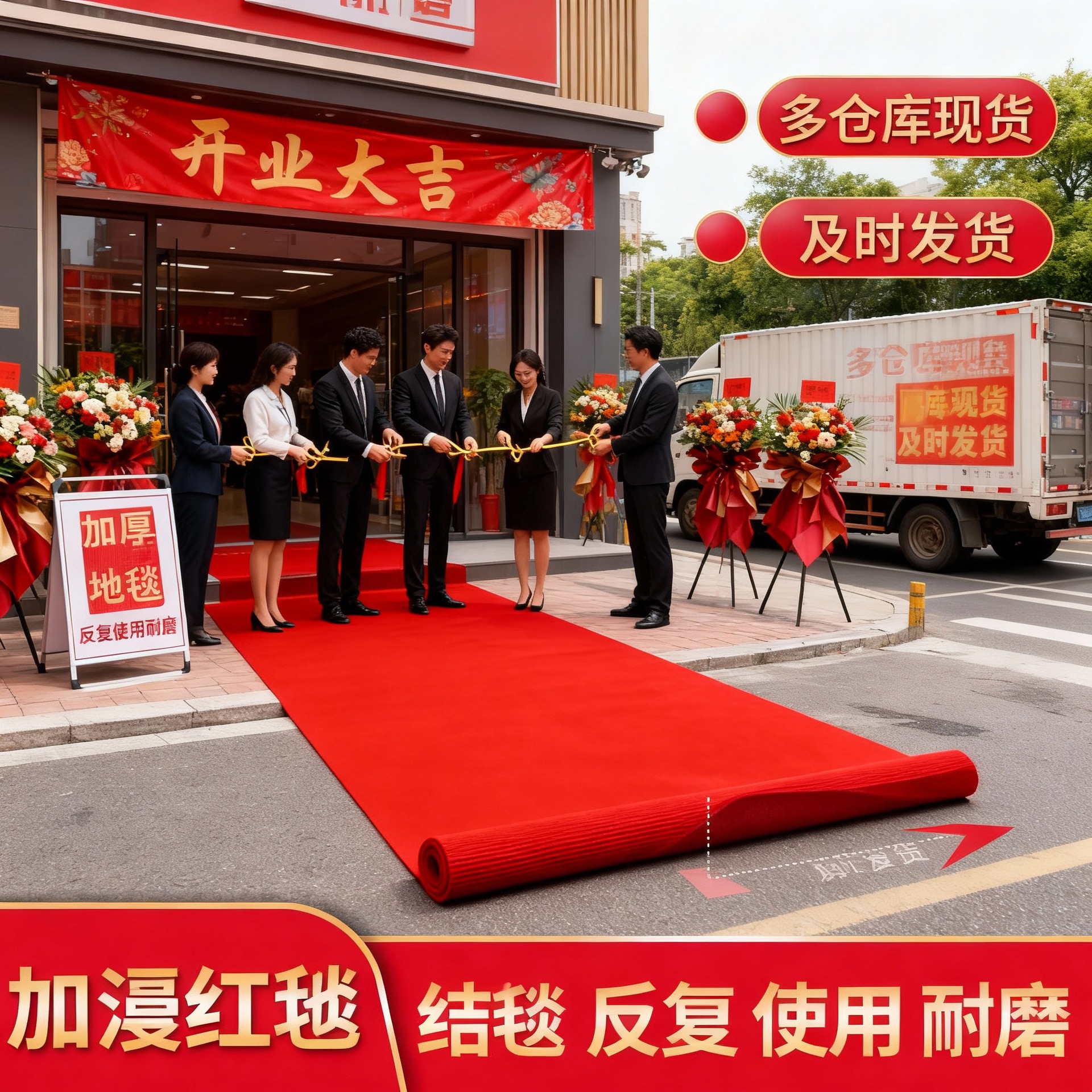 Disposable wedding red carpet wedding thickened shop entrance long-term stairs non-slip welcome shop opening shop with red carpet