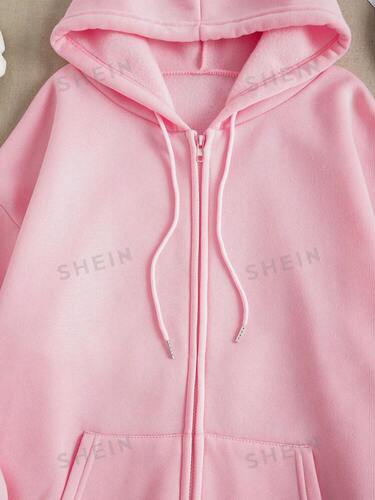 SHEIN Zip Up Drawstring Thermal Lined Hoodie (EU Size)