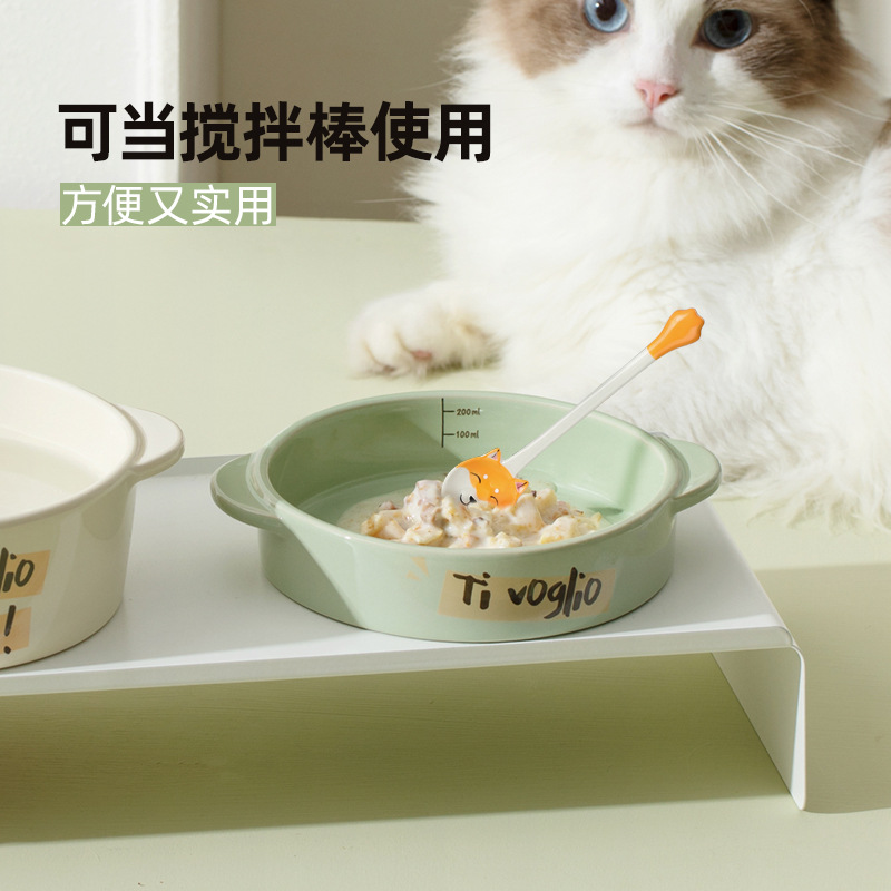 Gato enlatado cuchara de cerámica Shiba Inu perro gato garra grado alimenticio cuchara de arroz cuchara de comida suministros para mascotas