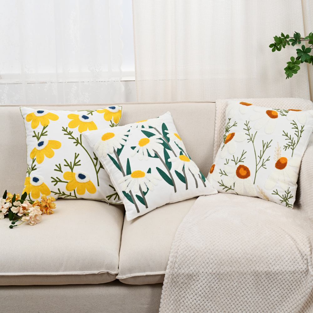 Nordic ins sala de estar toalla bordada sofá almohada cojín pequeño modelo fresco habitación almohada de respaldo de cabecera funda de almohada