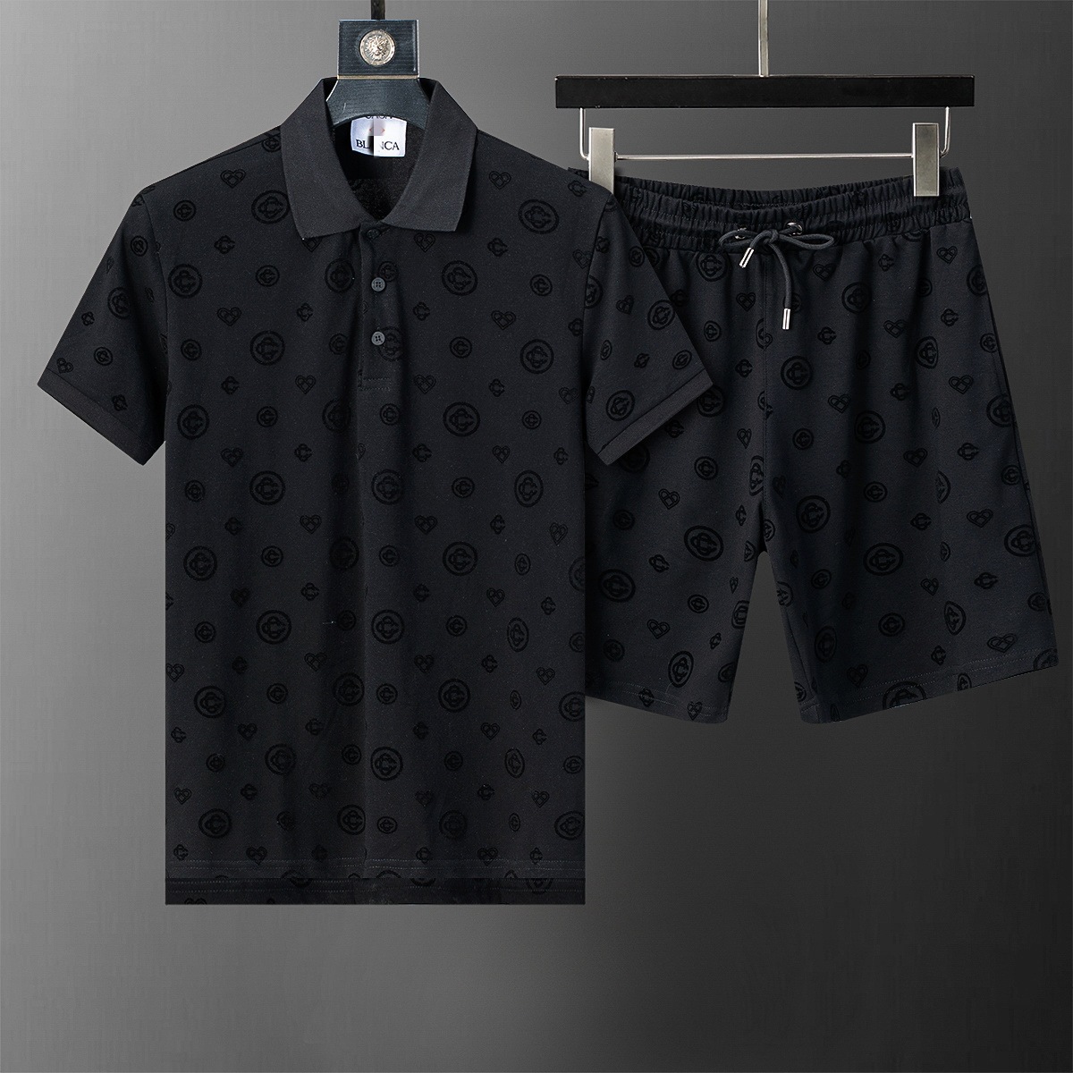 Cross-border versión correcta polo manga corta set de collar de verano clásico toalla de hombre bordado casual Europa y América explosión