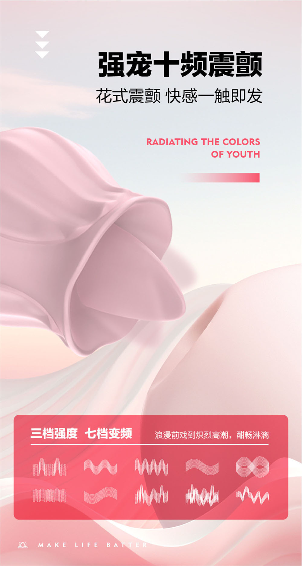 Nainujiao Rose Tongue-Licking Vibrator, Silicone Rechargeable-Style Body Teasing Toy, Pink — detail image 5