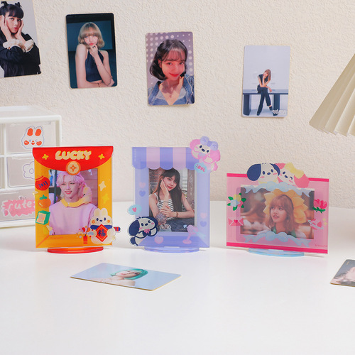 Korean Original Acrylic Card Stand Photo Frame for Girls, Polaroid-style Desktop Display Decor, Student Fan Item Mini Card Frame