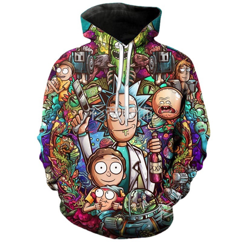 [Healthy Cloth] 3D Printed Rick and Morty Hoodie Men's Sweatshirt Hooded Sweatshirt Manufacturer Cross-Border