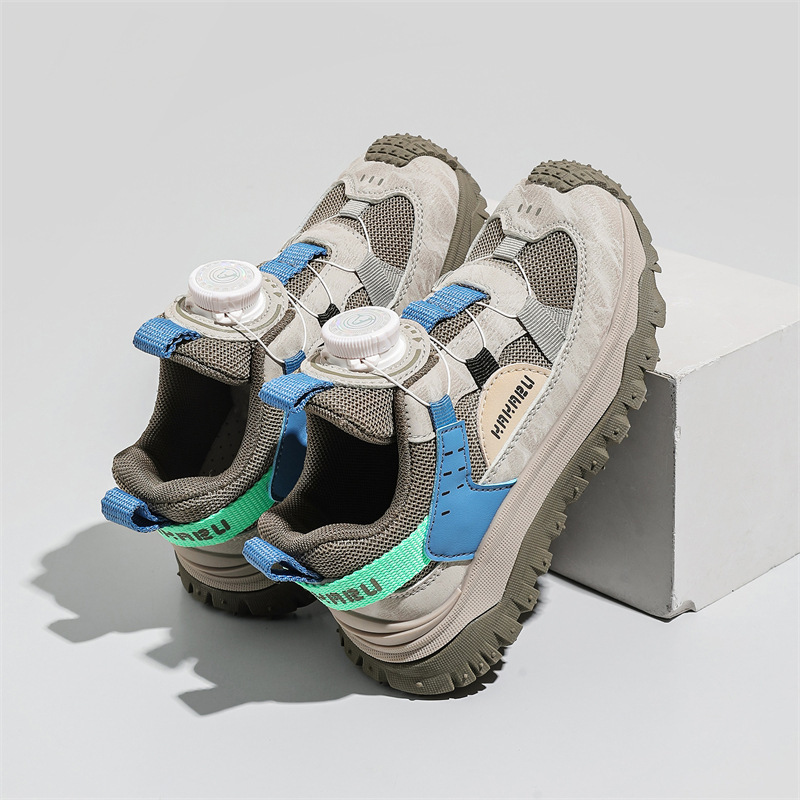 Rotating button shoes Spring sports shoes new fashion Daddy shoes children's small white shoes boys shoes trend_voghion.com