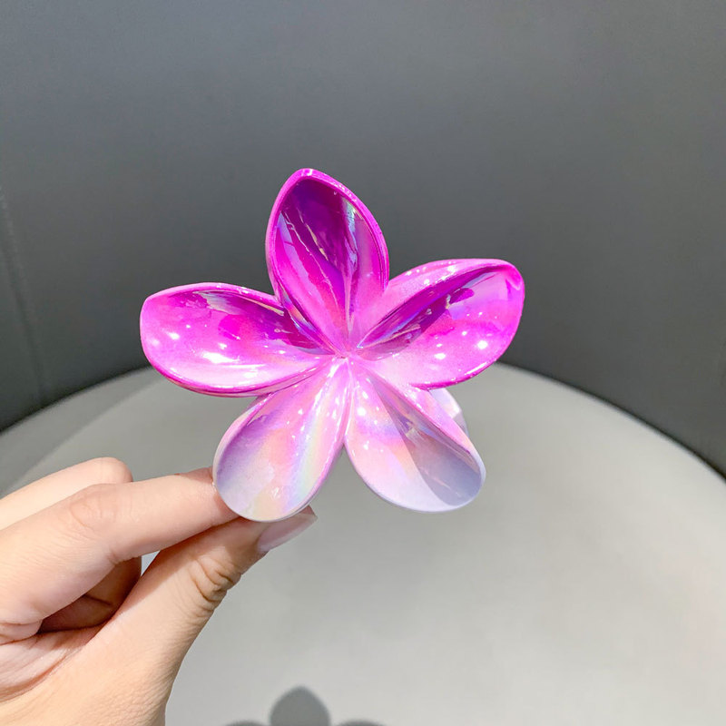 クロスボーダー真珠光沢のあるカラフルなプルメリアクリップ甘いガーリーハートフラワーヘアクリップ後頭部サメクリップカラフルなヘアクリップ|undefined