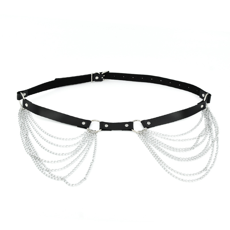 Correa decorativa transfronteriza europea y americana cadena de metal multicapa borla cadena del cuerpo cadena del club nocturno Bar rendimiento joyería cadena de la cintura