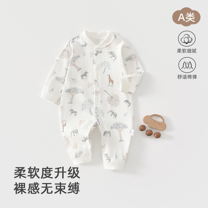 Baby Romper Pure Cotton Class a Spring and Autumn Baby Clothes Seamless Jumpsuit Printed Baby Clothing Anyang Baby Clothing